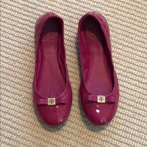 Tory Burch Eddie patent leather logo flats
